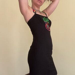 Vtg Deborah Laws Linen Blend LBD Embroider Sheath, Size 0-2, Sexy!! New No Tags